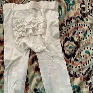 Lace white baby tights